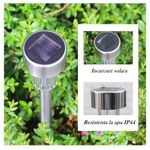 Casa si Gradina - Corpuri si surse de iluminat - Iluminat exterior - Lampi solare - Lampa solara LED de exterior pentru gradina Flippy, dispersor normal, 0.06W, Inox, 29 cm - Infinity.ro