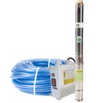 Casa si Gradina - Gradinarit si plante - Instalatii si accesorii pentru irigatii - Pompe apa - Pompa submersibila, tun lung cu panou comanda 75QJD 1.8-54/15-0.55, 750 W + Furtun 1" 50m - Infinity.ro