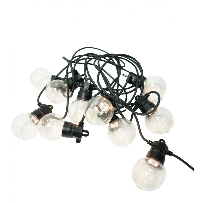 Casa si Gradina - Corpuri si surse de iluminat - Iluminat exterior - Instalatii luminoase exterior - Instalatie Craciun, 5 M, 10 de LED-uri, alb-cald, model cu bulb, liniara, solara, interior/exterior, Flippy - Infinity.ro