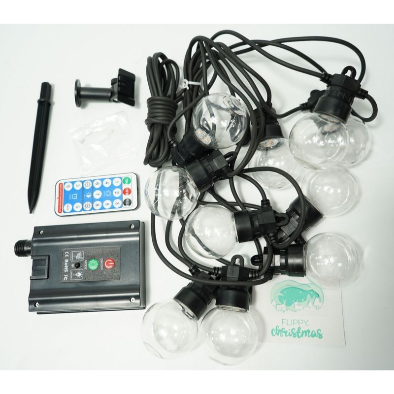 Casa si Gradina - Corpuri si surse de iluminat - Iluminat exterior - Instalatii luminoase exterior - Instalatie Craciun, 5 M, 10 de LED-uri, alb-cald, model cu bulb, liniara, solara, interior/exterior, Flippy - Infinity.ro