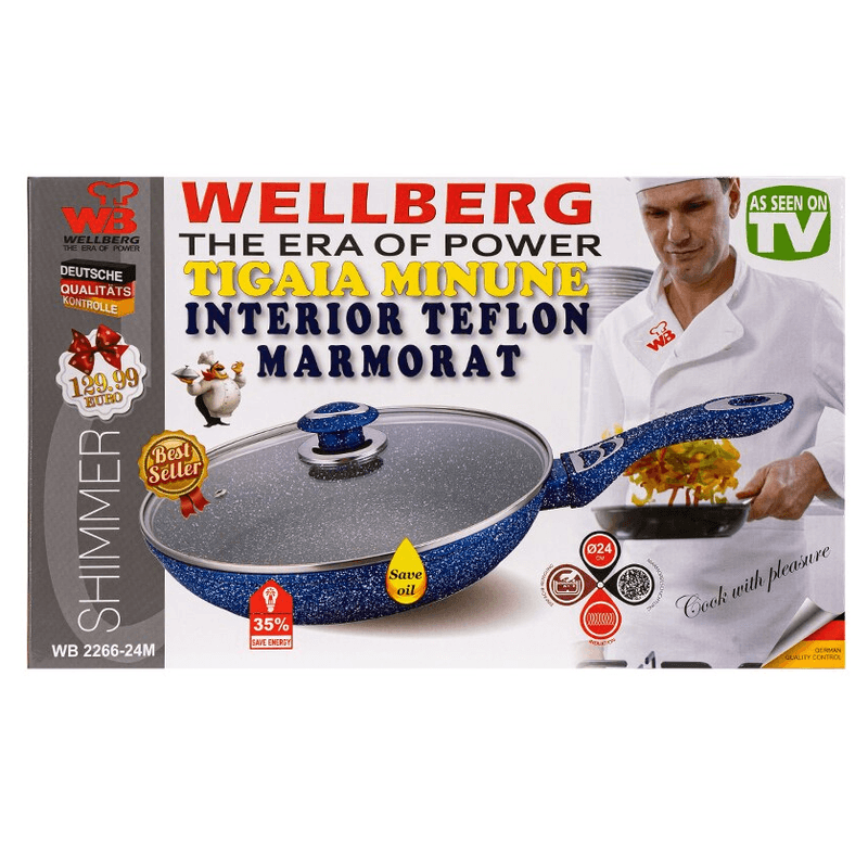 Casa si Gradina - Bucatarie si vesela - Vase pentru gatit - Tigai si seturi - Tigaie universala Wellberg, cu interior antiaderent, diametru 24 cm, WB-2266-24B - Infinity.ro