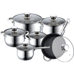 Casa si Gradina - Bucatarie si vesela - Vase pentru gatit - Oale si cratite - Set 6 cratite inox cu capac BM-1202, 16-16-18-20-24-24cm/2.1-2.1-2.9-3.4-3.9-6.5L - Infinity.ro