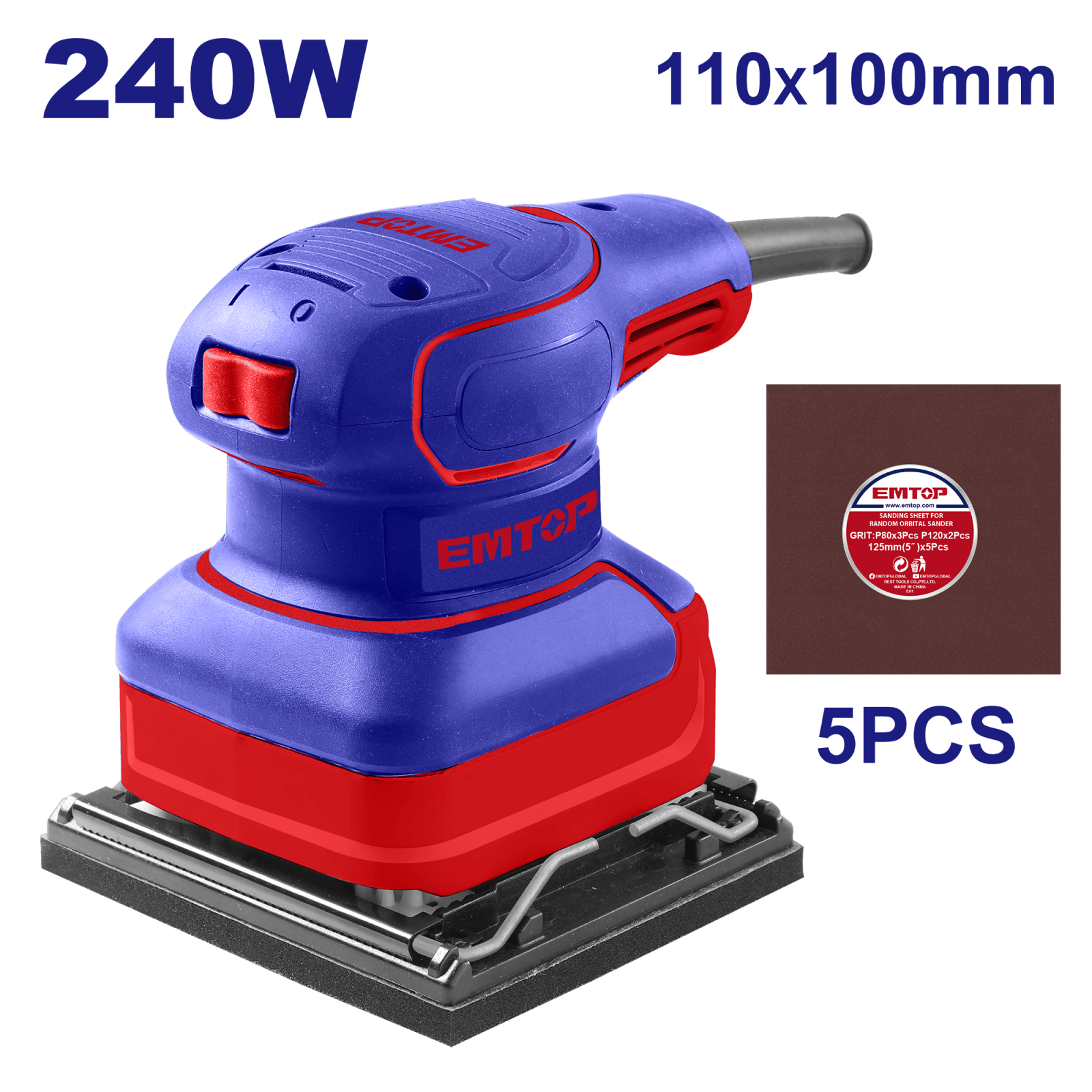Slefuitor electric cu vibratie, 240W, baza 110x100mm - EFSR24101, EMTOP