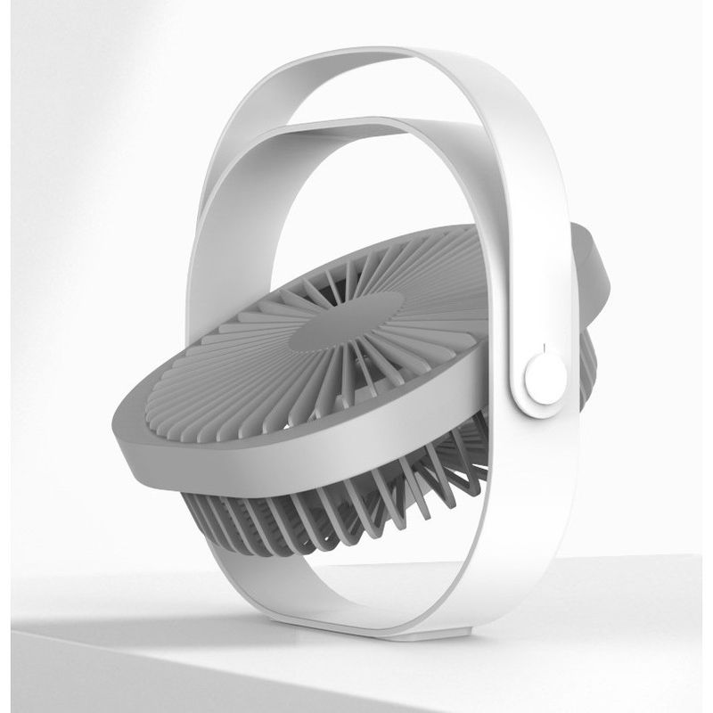 Electronice si Electrocasnice - Climatizare si sisteme de incalzire - Aparate racire aer - Ventilatoare - Mini ventilator pentru birou cu usb, Flippy, rotire 360 grade, 3 viteze, 4000 mA, 13.5 x 12,8, Gri - Infinity.ro