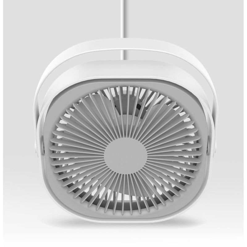 Electronice si Electrocasnice - Climatizare si sisteme de incalzire - Aparate racire aer - Ventilatoare - Mini ventilator pentru birou cu usb, Flippy, rotire 360 grade, 3 viteze, 4000 mA, 13.5 x 12,8, Gri - Infinity.ro