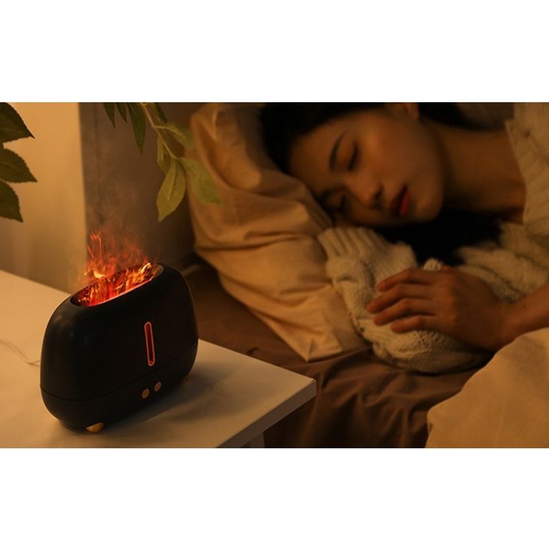 Electronice si Electrocasnice - Climatizare si sisteme de incalzire - Aparate filtrare aer - Umidificatoare - Umidificator de tip flacara, Flippy, cu aromaterapie, 7 culori, 250 ml, negru - Infinity.ro