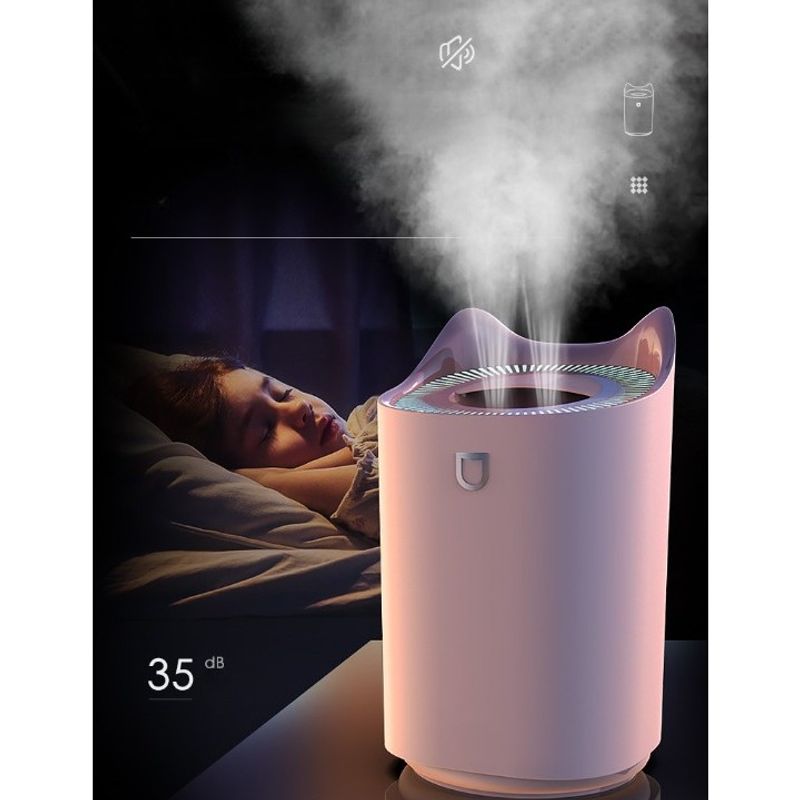 Electronice si Electrocasnice - Climatizare si sisteme de incalzire - Aparate filtrare aer - Umidificatoare - Umidificator cu duza dubla, Flippy, de capacitate mare 3L, roz - Infinity.ro