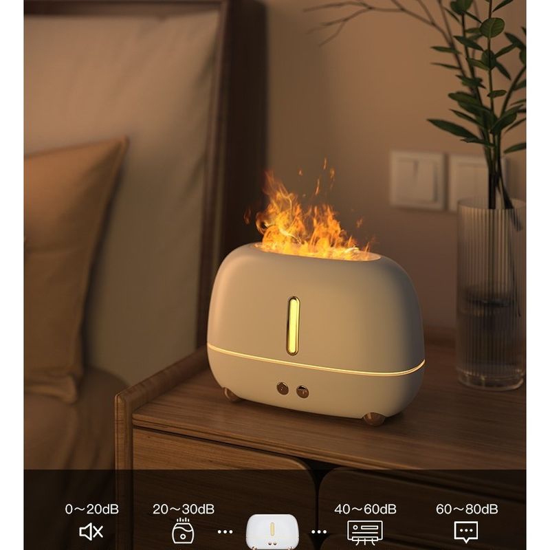 Electronice si Electrocasnice - Climatizare si sisteme de incalzire - Aparate filtrare aer - Umidificatoare - Umidificator de tip flacara, Flippy, cu aromaterapie, 7 culori, 250 ml, alb - Infinity.ro