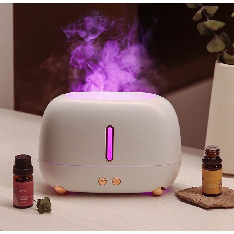 Electronice si Electrocasnice - Climatizare si sisteme de incalzire - Aparate filtrare aer - Umidificatoare - Umidificator de tip flacara, Flippy, cu aromaterapie, 7 culori, 250 ml, alb - Infinity.ro