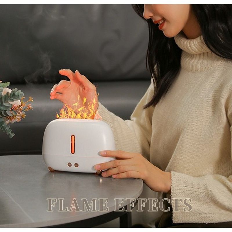 Electronice si Electrocasnice - Climatizare si sisteme de incalzire - Aparate filtrare aer - Umidificatoare - Umidificator de tip flacara, Flippy, cu aromaterapie, 7 culori, 250 ml, alb - Infinity.ro