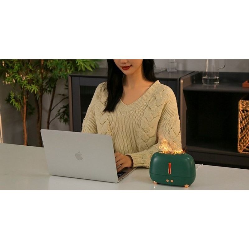 Electronice si Electrocasnice - Climatizare si sisteme de incalzire - Aparate filtrare aer - Umidificatoare - Umidificator de tip flacara, Flippy, cu aromaterapie, 7 culori, 250 ml, verde - Infinity.ro