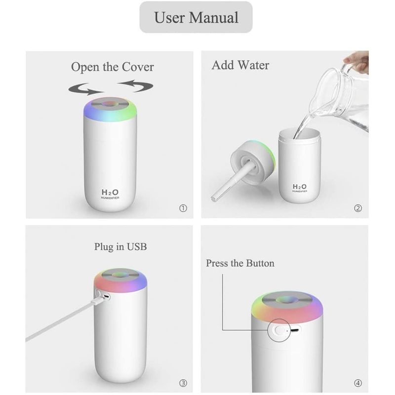 Electronice si Electrocasnice - Climatizare si sisteme de incalzire - Aparate filtrare aer - Umidificatoare - Umidificator, H2O, cu difuzor de aroma, Culori random - Infinity.ro