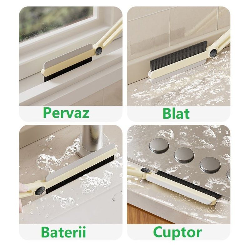 Market - Curatenie si intretinere casa - Produse menaj - Maturi si farase - Perie Multifunctionala si Stergator, Flippy, Pentru Spatii Greu Accesibile, 24.7 x 4.5 cm, Alb - Infinity.ro