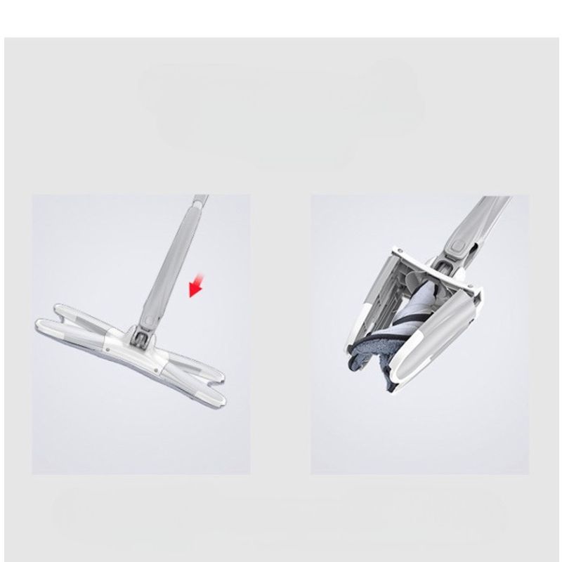 Market - Curatenie si intretinere casa - Produse menaj - Maturi si farase - Set Mop Plat + Galeata, Flippy, cu Sistem de Stoargere, Lungime Telescopica 140 cm, Argintiu/Galben - Infinity.ro