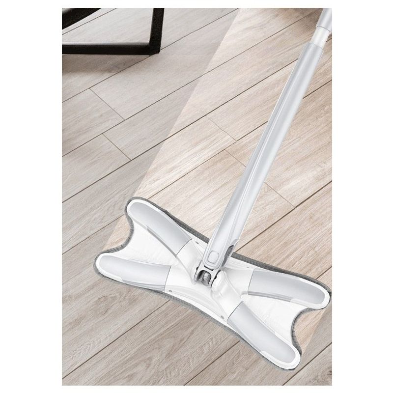 Market - Curatenie si intretinere casa - Produse menaj - Maturi si farase - Set Mop Plat + Galeata, Flippy, cu Sistem de Stoargere, Lungime Telescopica 140 cm, Argintiu/Galben - Infinity.ro