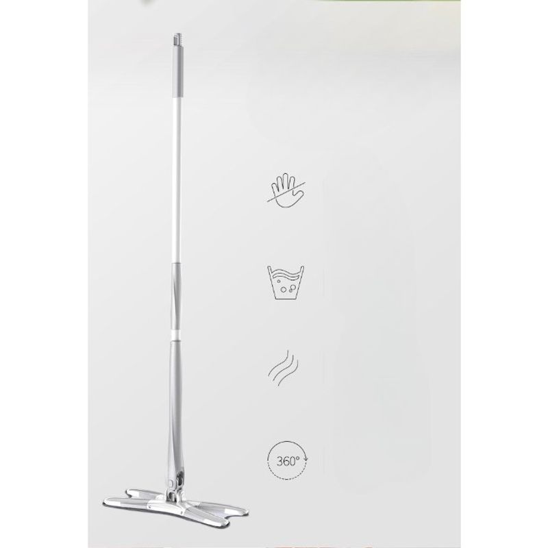 Market - Curatenie si intretinere casa - Produse menaj - Maturi si farase - Set Mop Plat + Galeata, Flippy, cu Sistem de Stoargere, Lungime Telescopica 140 cm, Argintiu/Galben - Infinity.ro