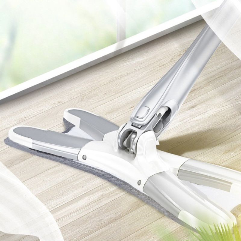 Market - Curatenie si intretinere casa - Produse menaj - Maturi si farase - Set Mop Plat + Galeata, Flippy, cu Sistem de Stoargere, Lungime Telescopica 140 cm, Argintiu/Galben - Infinity.ro