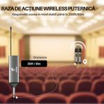 TV, Audio-Video si Foto - Audio profesionale - Microfoane profesionale - Microfon Wireless Profesional, Dual UHF Dinamic, Cardioid, Functie anulare zgomot, Tonor TW630, Afisaj Led, Gri, SET 2 - Infinity.ro