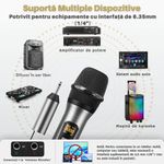 TV, Audio-Video si Foto - Audio profesionale - Microfoane profesionale - Microfon Wireless Profesional, Dual UHF Dinamic, Cardioid, Functie anulare zgomot, Tonor TW630, Afisaj Led, Gri, SET 2 - Infinity.ro