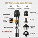 TV, Audio-Video si Foto - Audio profesionale - Microfoane profesionale - Microfon Wireless Profesional, Dual UHF Dinamic, Cardioid, Functie anulare zgomot, Tonor TW630, Afisaj Led, Gri, SET 2 - Infinity.ro