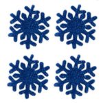 Casa si Gradina - Decoratiuni - Stickere decorative - Set stickere decorative Craciun, fulgi stralucitori, albastru inchis, gliter, model 3, 4 bucati, 18x18 cm - Infinity.ro