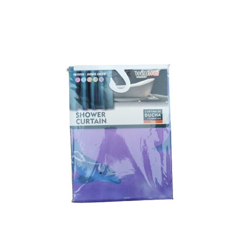 Casa si Gradina - Textile si covoare - Perdele si draperii - Perdele - Perdea dus 180 x 180 cm, mov cu delfini - Infinity.ro