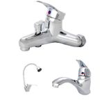 Casa si Gradina - Sanitare - Chiuveta bucatarie si accesorii - Baterii bucatarie - Set Baterii Korman. Baterie Lavoar, Baterie Cada/Dus, Baterie Bucatarie Lebada Flexibila - Infinity.ro