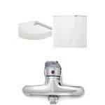 Casa si Gradina - Sanitare - Lavoar baie si accesorii - Baterii sanitare - Set Cadita de dus 80x80 semirotunda, baterie cabina dus, perdea de dus alba, sifon cadita  si bara de dus semirotunda - Infinity.ro
