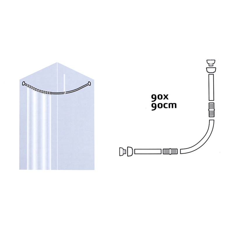 Casa si Gradina - Sanitare - Lavoar baie si accesorii - Baterii sanitare - Set Cadita de dus 80x80 semirotunda, baterie cabina dus, perdea de dus alba, sifon cadita  si bara de dus semirotunda - Infinity.ro