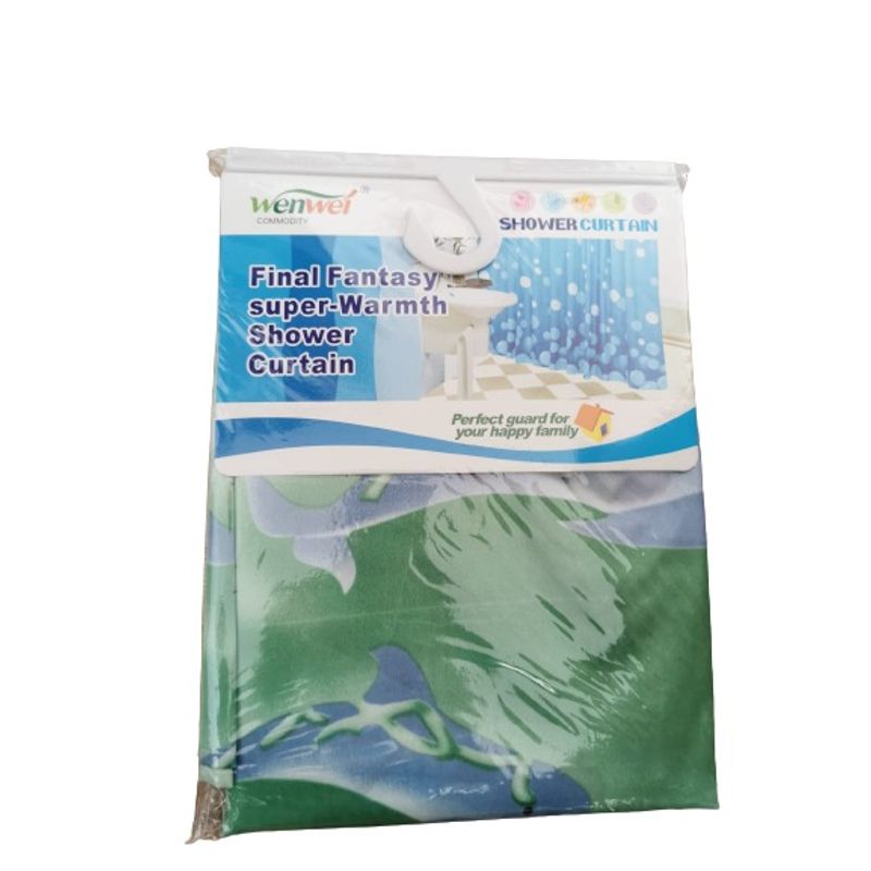 Casa si Gradina - Sanitare - Cazi si cabine de dus - Paravane si usi - Perdea dus 180 x 180 cm, verde cu delfini - Infinity.ro