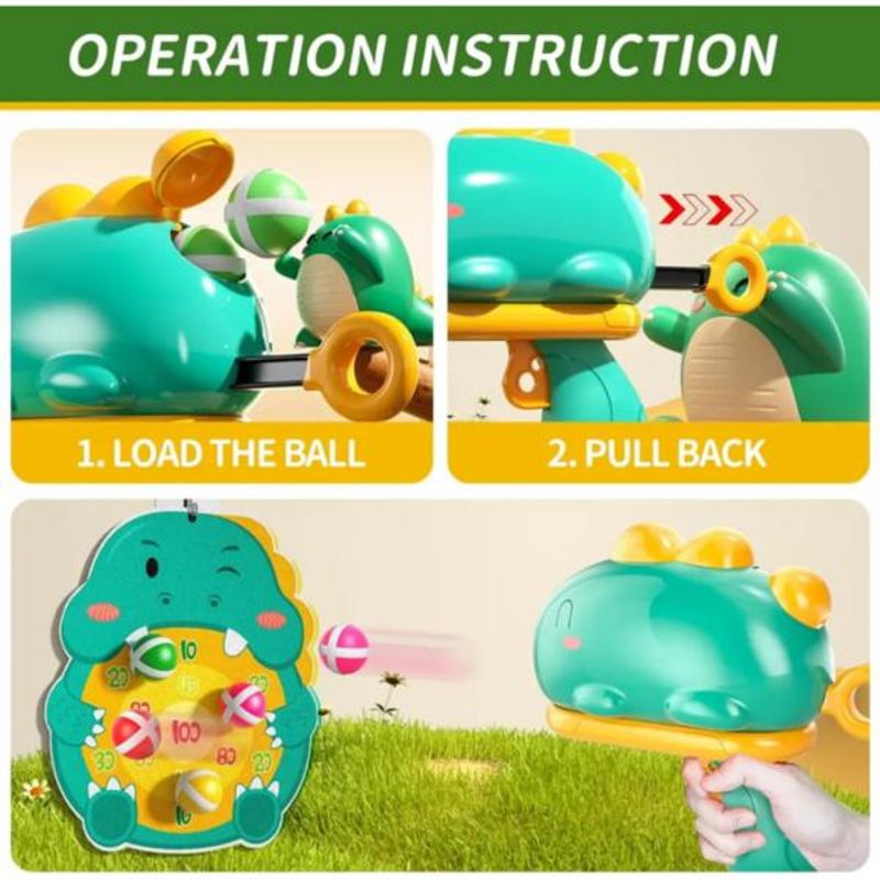 Jucarii, Copii si Bebe - Jucarii si jocuri - Jucarii & jocuri educative - Jucarii interactive - Joc de tragere, pistol cu bile lipicioase Dinozaur - Infinity.ro