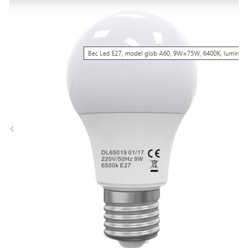 Casa si Gradina - Corpuri si surse de iluminat - Becuri si tuburi neon - Becuri - Set 10 becuri  led 9w (75w), glob A60  lumina rece 6400k, dulie E27 - Infinity.ro