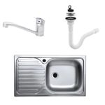 Casa si Gradina - Sanitare - Chiuveta bucatarie si accesorii - Chiuvete bucatarie - Set chiuveta masca cuva dreapta  80x50 cm, baterie bucatarie tija lunga si sifon de scurgere - Infinity.ro