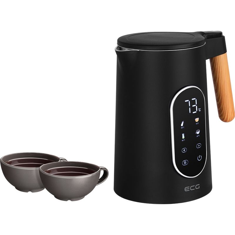 Electronice si Electrocasnice - Electrocasnice bucatarie - Preparare bauturi - Fierbatoare de apa - Fierbator electric ECG RK 1799 Smart Black, 1.7 litri, 2200 W, pereti dubli, panou tactil, functii presetate, negru - Infinity.ro