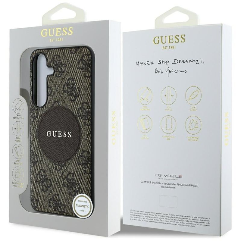 Laptop, Telefoane si Tablete - Telefoane mobile si accesorii - Accesorii Telefoane - Huse telefoane - Husa pentru Samsung Galaxy S25 Plus - Guess 4G Circle Classic Logo MagSafe (GUHMS25MP4PGRSGW) - Maro - Infinity.ro