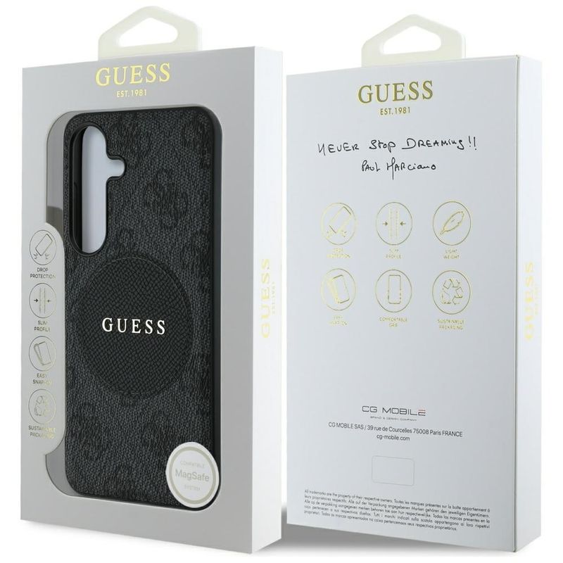 Laptop, Telefoane si Tablete - Telefoane mobile si accesorii - Accesorii Telefoane - Huse telefoane - Husa pentru Samsung Galaxy S25 Plus - Guess 4G Circle Classic Logo MagSafe (GUHMS25MP4PGRSGK) - Negru - Infinity.ro