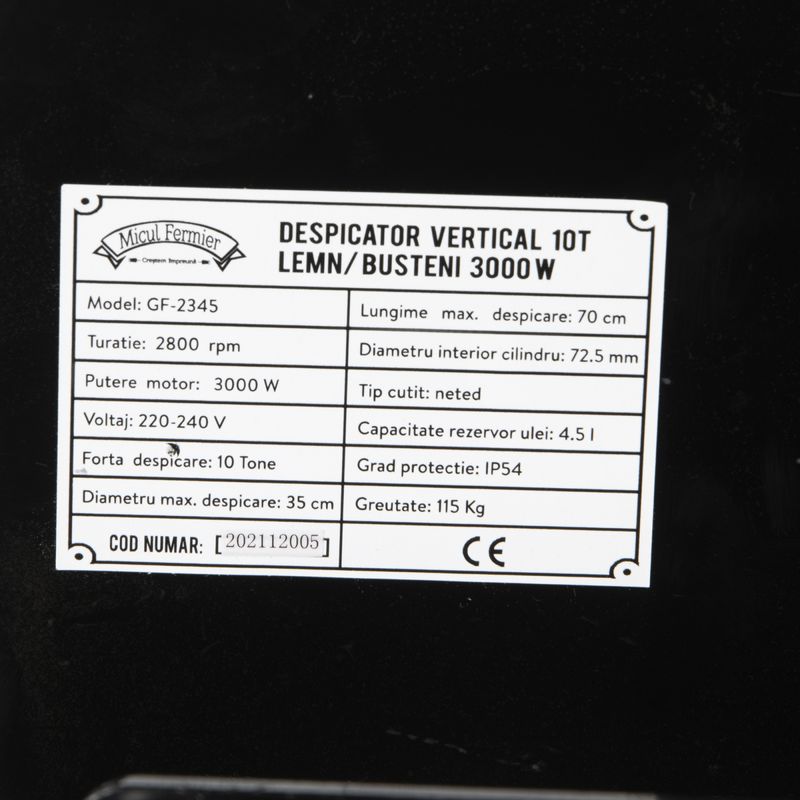 Casa si Gradina - Gradinarit si plante - Utilaje gradina - Aspiratoare, suflante si tocatoare - Despicator vertical 10T lemn/busteni 3000W - Infinity.ro