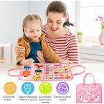 Carti si Birotica - Carti - Carti pentru copii - Carti interactive - Carte Senzoriala Educativa Montessori, Flippy, Dezvoltare Abilitati Motorii, 5 Pagini, Model Unicorni, 28x22x7 cm, Roz - Infinity.ro