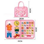 Carti si Birotica - Carti - Carti pentru copii - Carti interactive - Carte Senzoriala Educativa Montessori, Flippy, Dezvoltare Abilitati Motorii, 5 Pagini, Model Unicorni, 28x22x7 cm, Roz - Infinity.ro