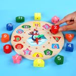 Jucarii, Copii si Bebe - Jucarii si jocuri - Jucarii & jocuri educative - Jocuri si jucarii educative - Jucarie Educativa Flippy, Tip Montessori, Model Ceas Pinguin, din Lemn, + 36 Luni, 12 Piese, 17.2 cm, Multicolor - Infinity.ro