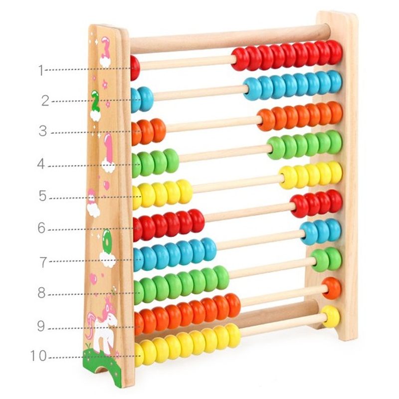 Jucarii, Copii si Bebe - Jucarii si jocuri - Jucarii & jocuri educative - Jocuri si jucarii educative - Numaratoare Flippy, din Lemn, Vopsea Ecologica, 10 Siruri x 10 Margele, 4-6 Ani, 24.5 x 20.5 cm, Multicolor - Infinity.ro