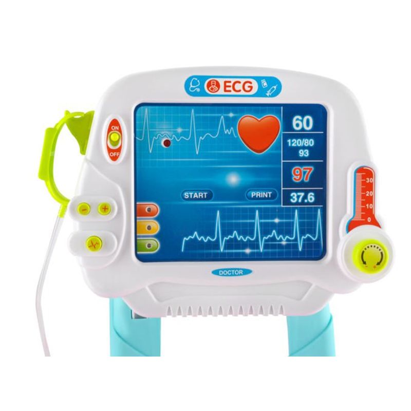 Jucarii, Copii si Bebe - Jucarii si jocuri - Jucarii de rol - Set joaca doctor - Set Medical pentru Copii cu Troller, 18 Piese, Monitor ECG cu Lumini si Sunete, Albastru/Roz - Infinity.ro
