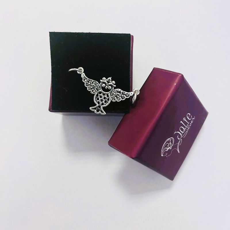 Fashion, accesorii si bijuterii - Femei - Bijuterii femei - Pandantive femei - Pandantiv, Jolie Silver, Argint 925, Model Bufnita Patinata, 30 x 15 mm, 2.4 g - Infinity.ro
