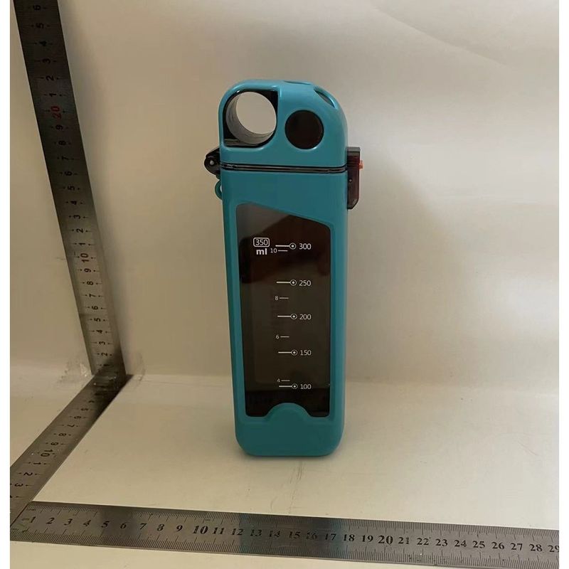Casa si Gradina - Bucatarie si vesela - Cani si pahare - Sticle - Sticla de Apa pentru Sport, Flippy, 350 ml, cu Pai si Capac, 23x7x4.4 cm, Buton de Blocare, din PC, Bleu - Infinity.ro
