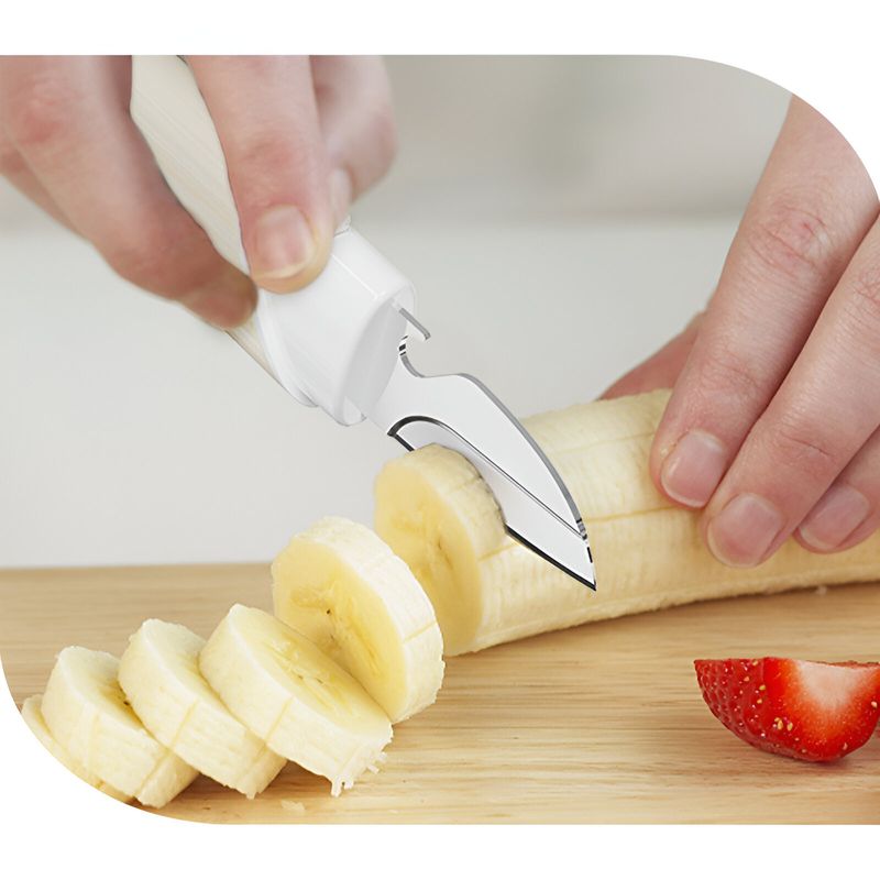 Casa si Gradina - Bucatarie si vesela - Vesela si tacamuri - Cutite si seturi de cutite - Cutit de Fructe Multifunctional, Flippy, Razatoare, Curatator Fructe-Legume, Deschizator de Sticle, 18.1x3.8x2cm, Alb - Infinity.ro