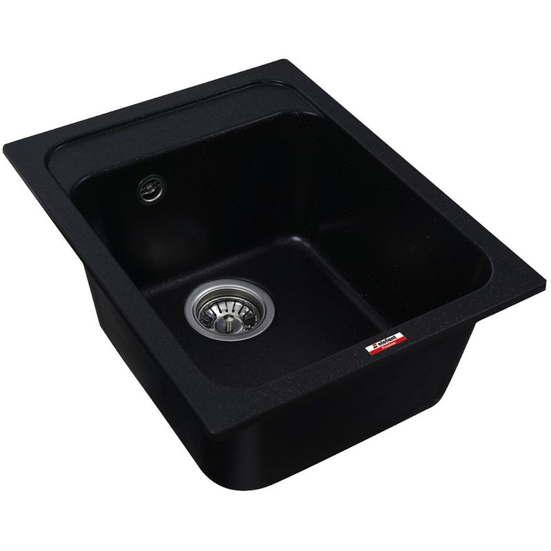 Casa si Gradina - Sanitare - Chiuveta bucatarie si accesorii - Chiuvete bucatarie - Chiuveta din compozit de granit pentru bucatarie negru metalic ELEFANT PREMIUM 4050 KORRADO - Infinity.ro