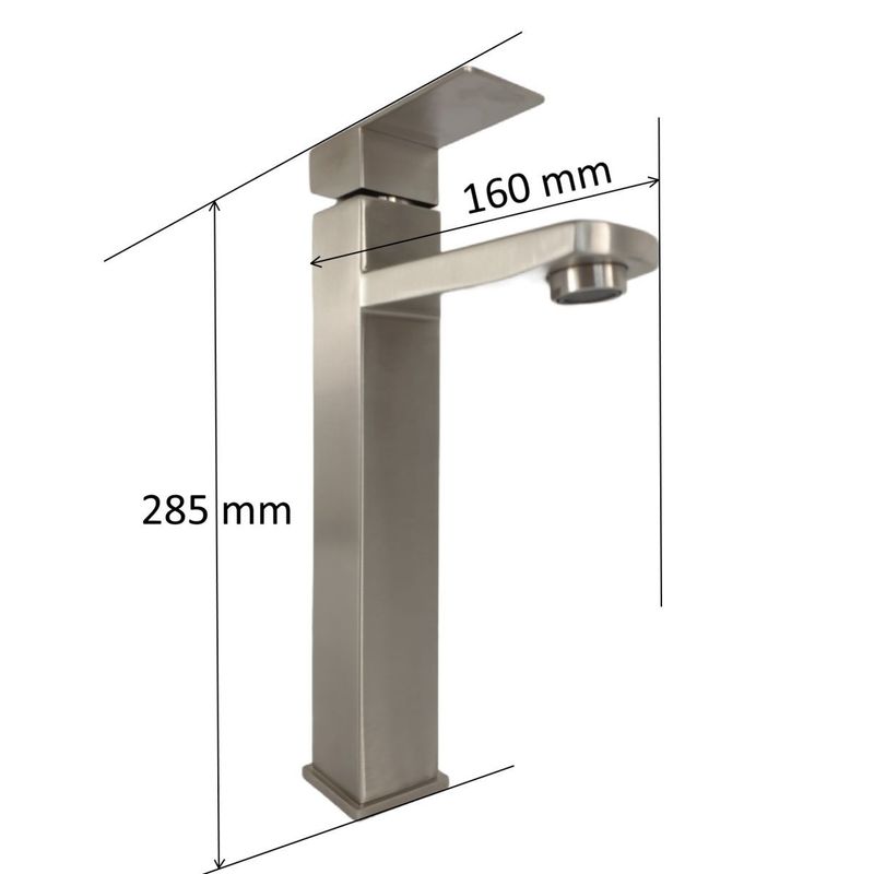 Casa si Gradina - Sanitare - Lavoar baie si accesorii - Lavoare si piedestale - Baterie lavoar MIXXUS KUB-001-HIGH din otel inoxidabil, Monocomanda, Racorduri incluse - Infinity.ro