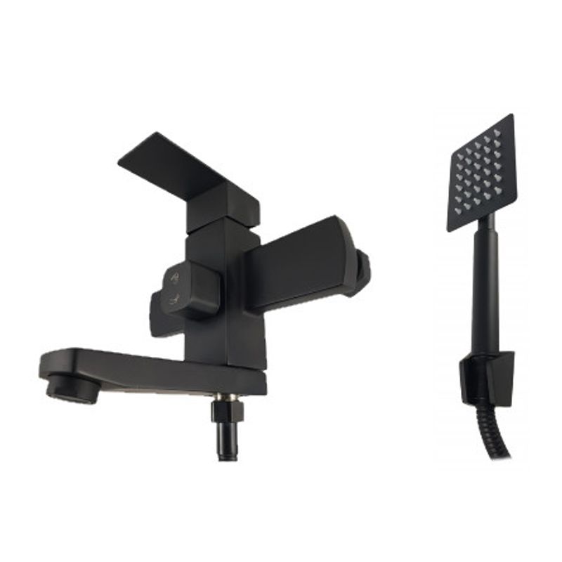 Casa si Gradina - Sanitare - Lavoar baie si accesorii - Baterii sanitare - Baterie cada MIXXUS KUB-009 (EURO) BLACK din otel inoxidabil, Monocomanda, Furtun dus 150cm - Infinity.ro