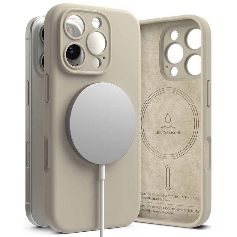 Laptop, Telefoane si Tablete - Telefoane mobile si accesorii - Accesorii Telefoane - Huse telefoane - Husa pentru iPhone 16 Pro - Ringke Silicone Magnetic MagSafe - Stone - Infinity.ro