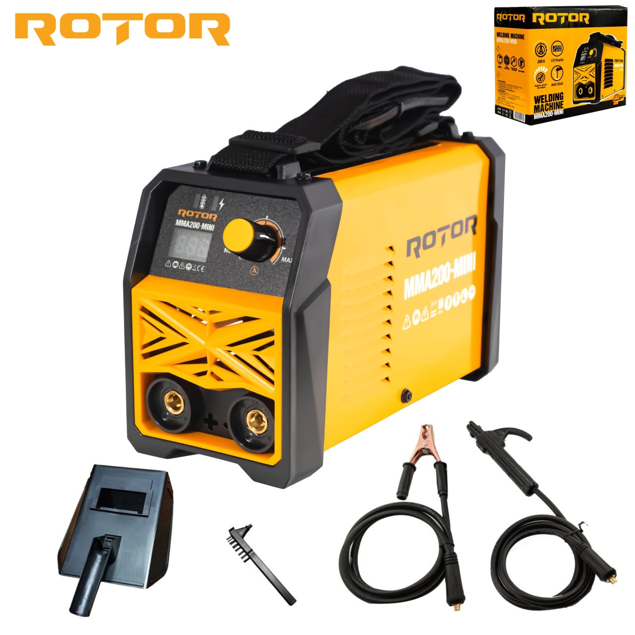 Aparat de sudura LCD Color ROTOR MMA200-MIN, 200 A